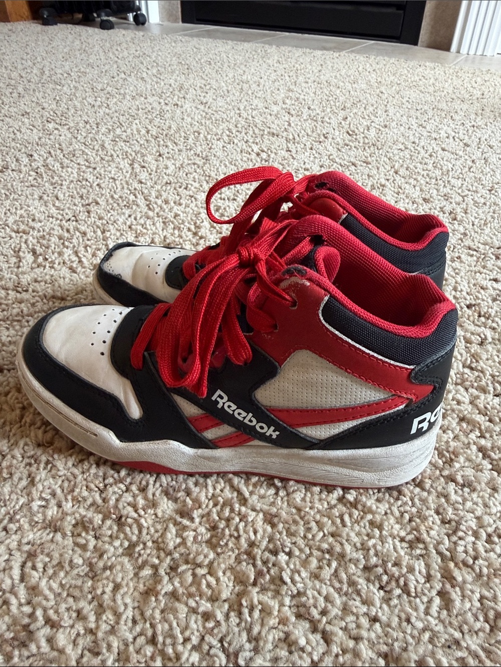 Kids High-Top Sneakers in Black, White & Red
